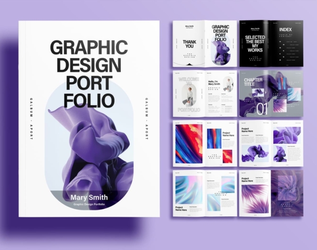 Free InDesign Minimal Graphic Design Portfolio Layout Template