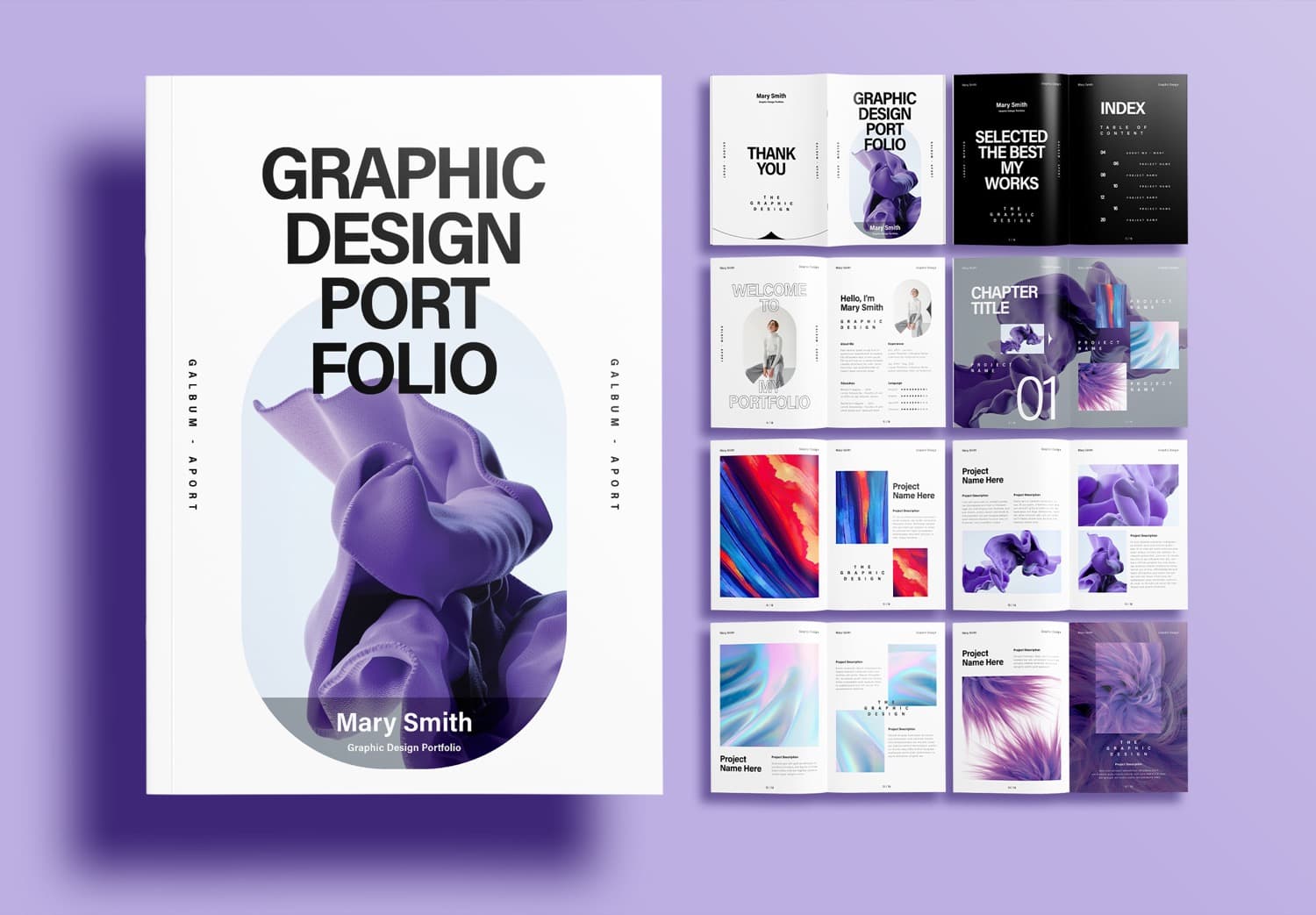 Free InDesign Minimal Graphic Design Portfolio Layout Template
