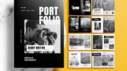 Free InDesign Template Photographer Portfolio Layout Template with Black Accents