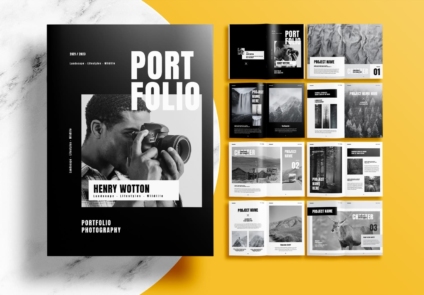 Free InDesign Template Photographer Portfolio Layout Template with Black Accents