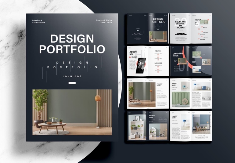 Free Interior Design Portfolio Layout InDesign Template - Unsell.Design