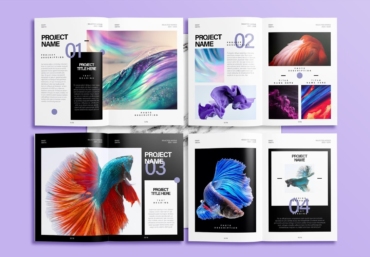 Free InDesign Modern Portfolio Layout Template with Black and Purple ...