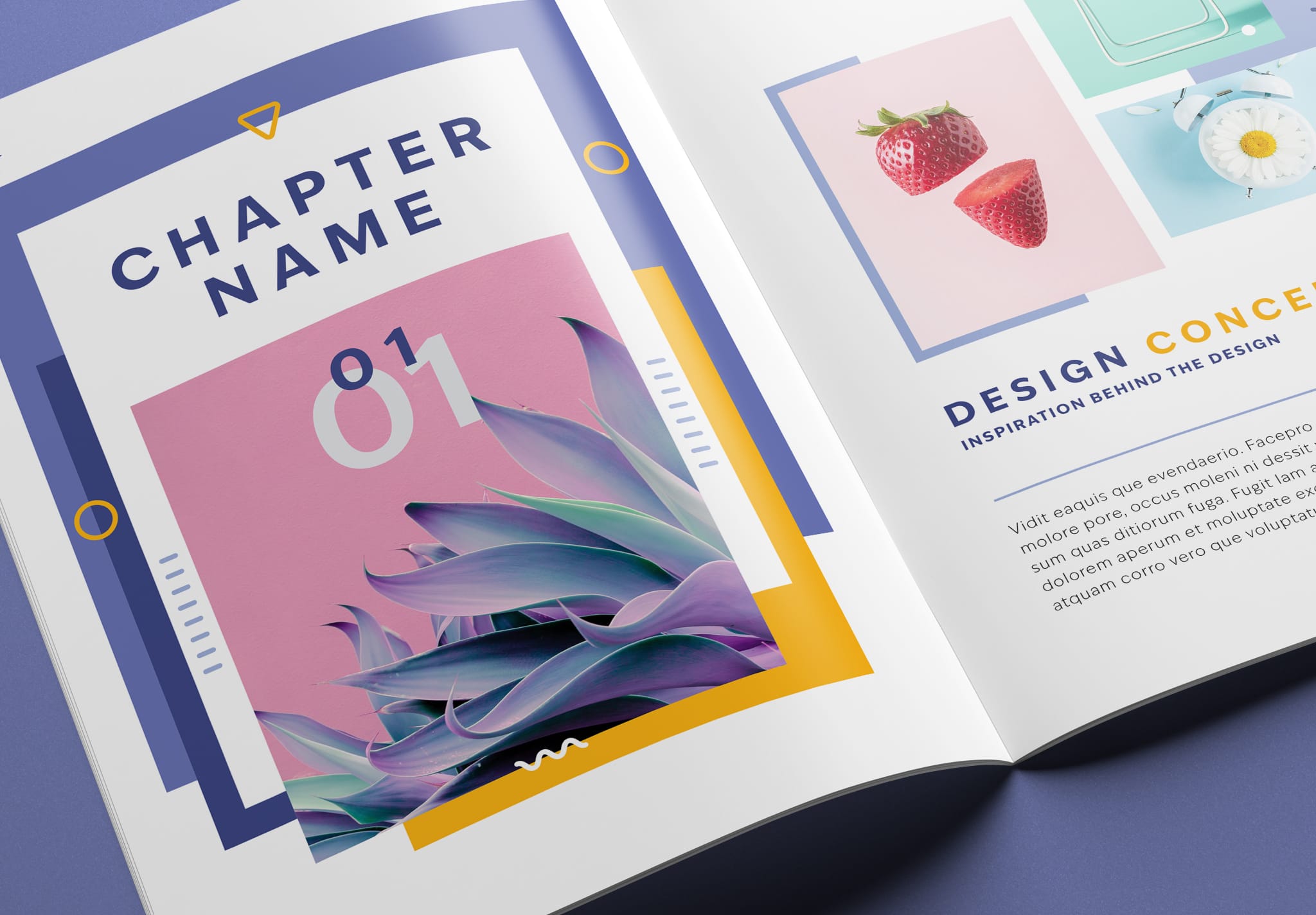 Minimal design student portfolio layout template with resume and project showcase pages