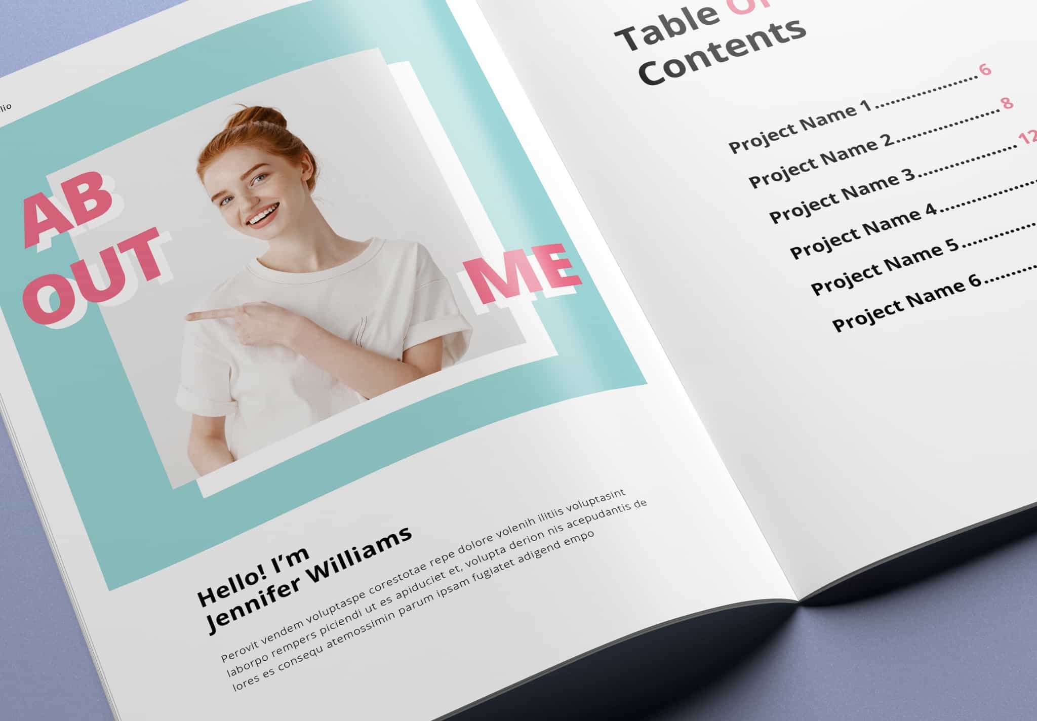 Free Minimal Green Portfolio Layout Template for InDesign