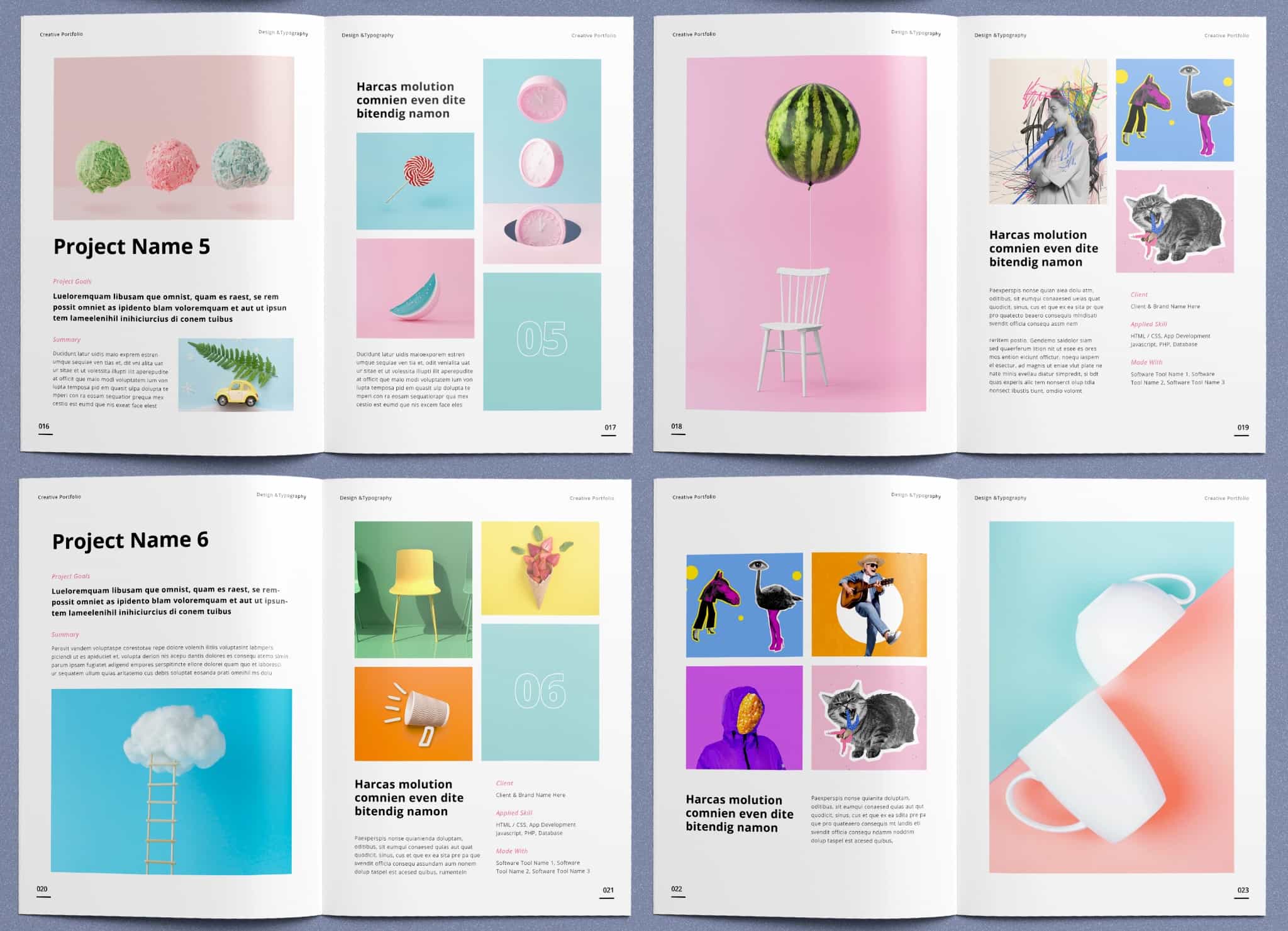 Free Minimal Green Portfolio Layout Template for InDesign