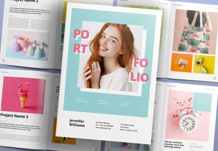 Featured of Free Minimal Green Portfolio Layout Template for InDesign