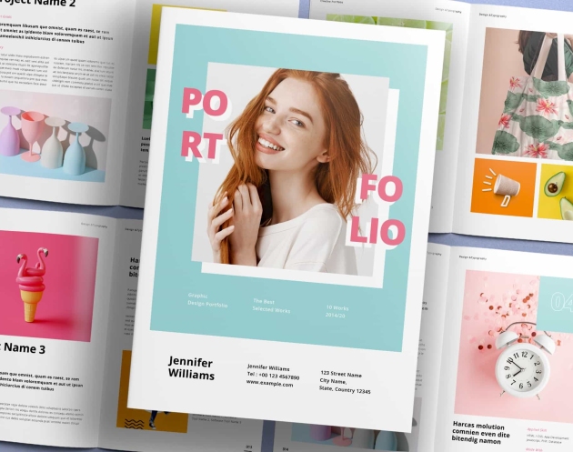 Featured of Free Minimal Green Portfolio Layout Template for InDesign