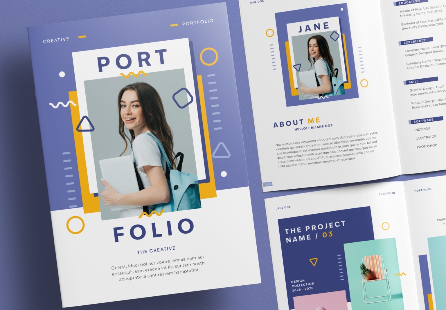 Minimal Design Student Portfolio Layout Template - Unsell.Design