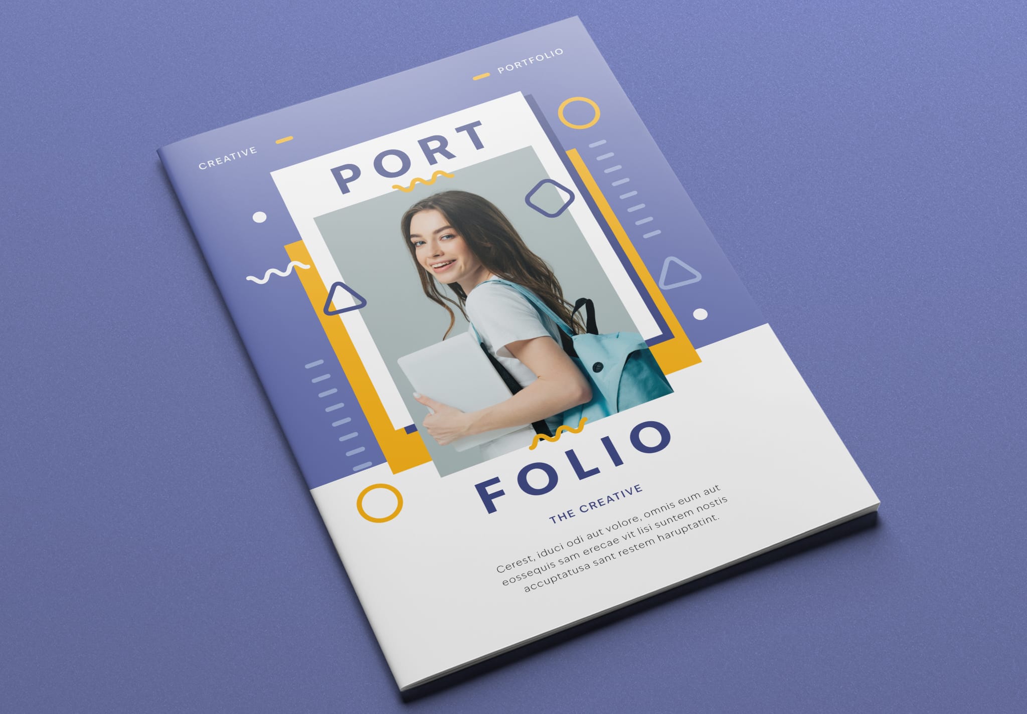 Minimal design student portfolio layout template with resume and project showcase pages