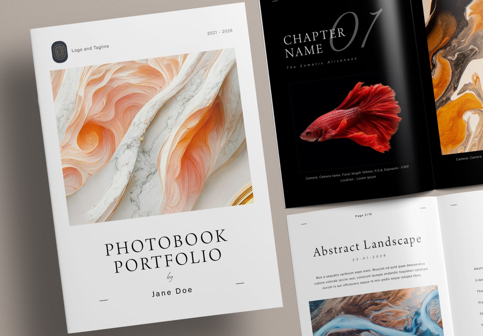 Free Minimal Album Photobook Portfolio Layout Template - Unsell.Design