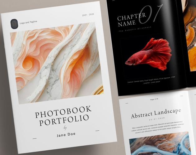 Cover Close Up Preview of Minimal album photobook portfolio layout template