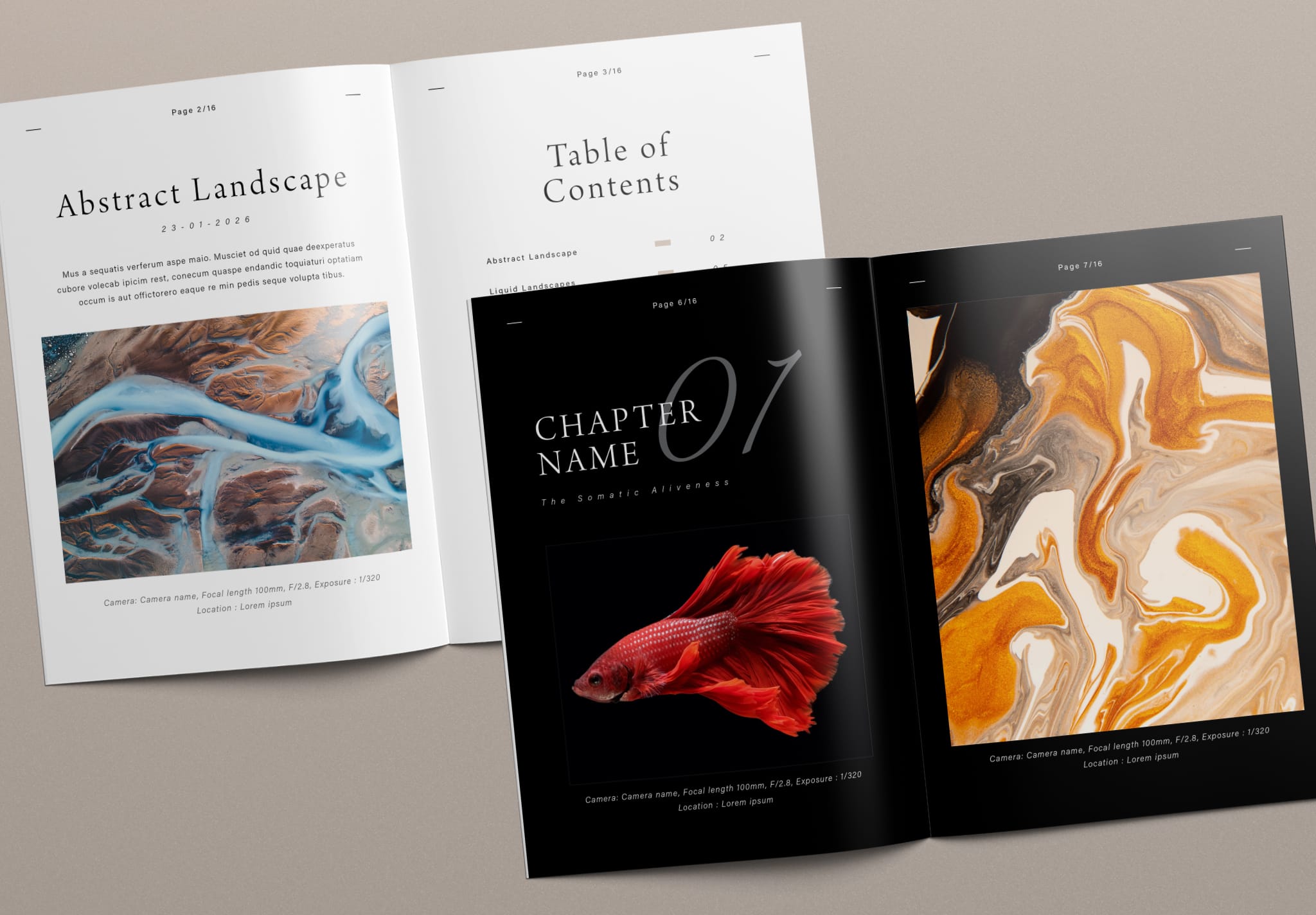 Minimal album photobook portfolio layout template