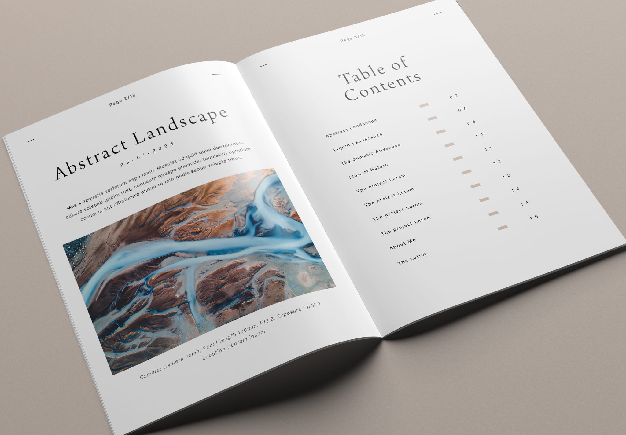 Minimal album photobook portfolio layout template