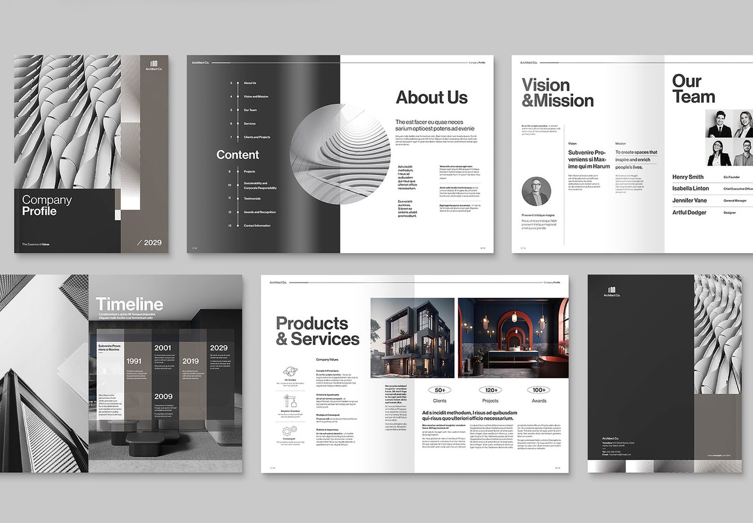 Close up of Company Profile Layout