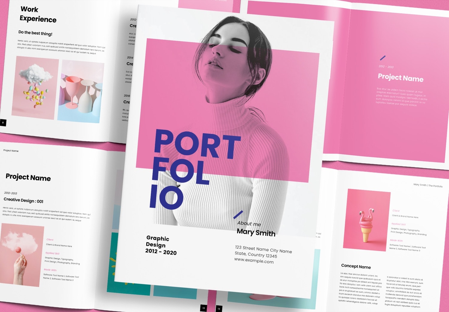 Cover Preview of Free Download Pink Portfolio Layout Template