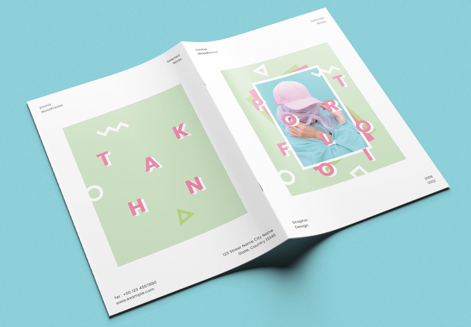 Cover of Free Minimal Pastel Green and Pink Portfolio Template