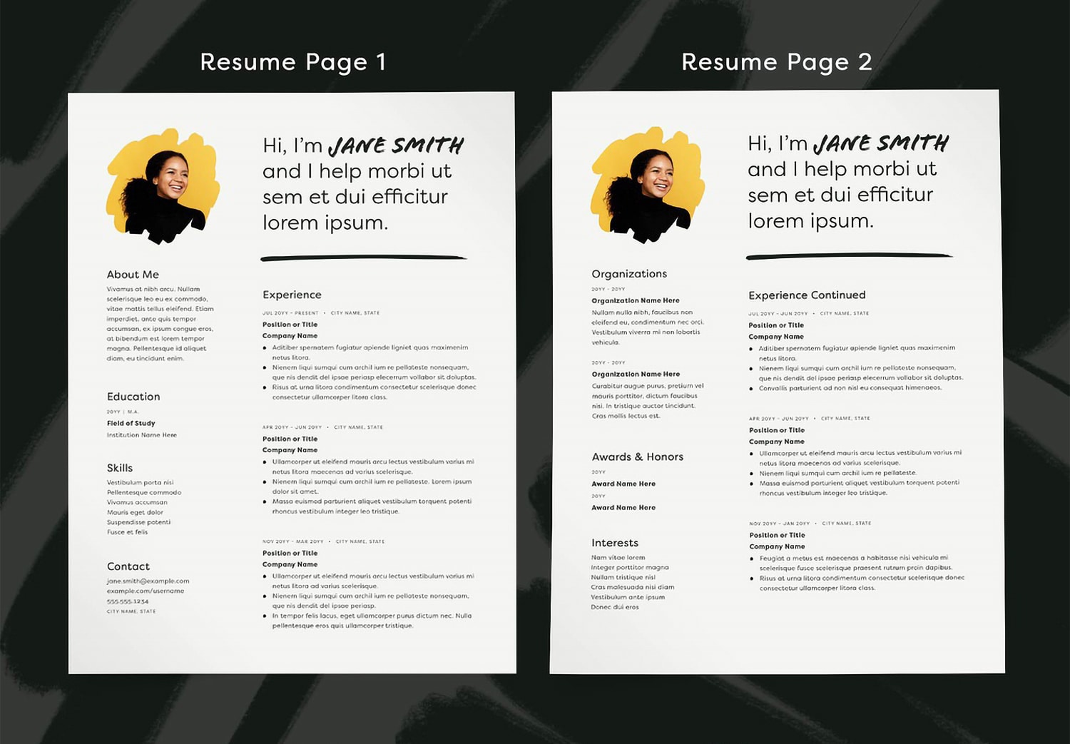 Preview 1-2 of Download Clean Minimal Resume Layout Template