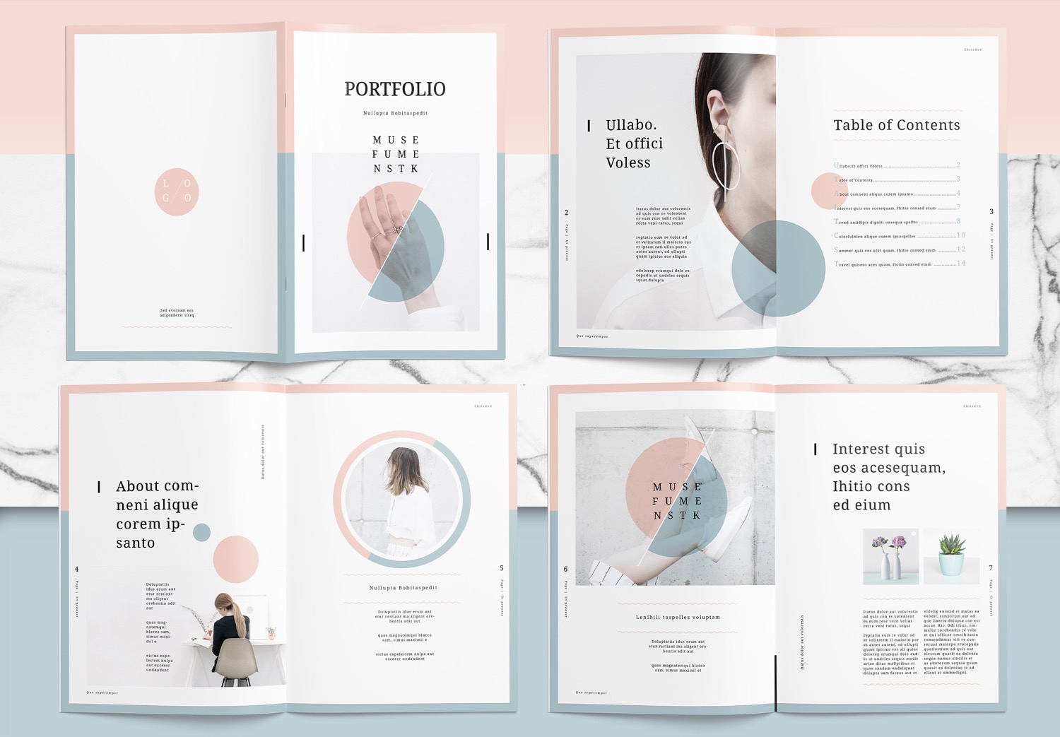 Preview Set of Free Download Minimal Portfolio Template