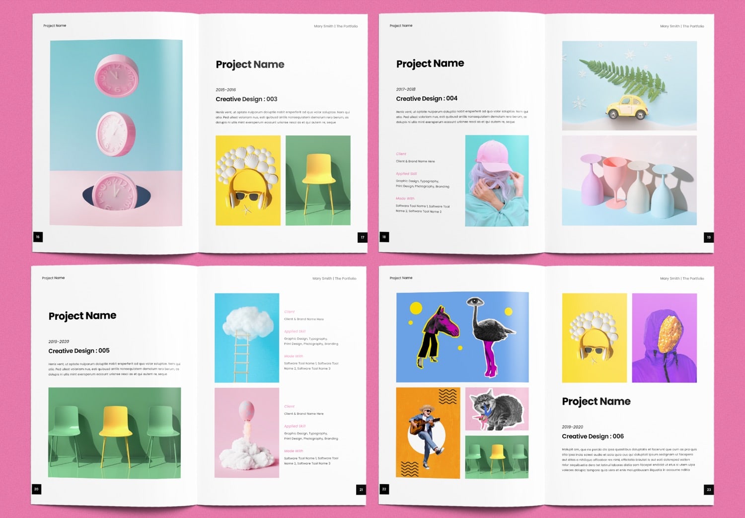 Show Pages 16-24 of Free Download Pink Portfolio Layout Template