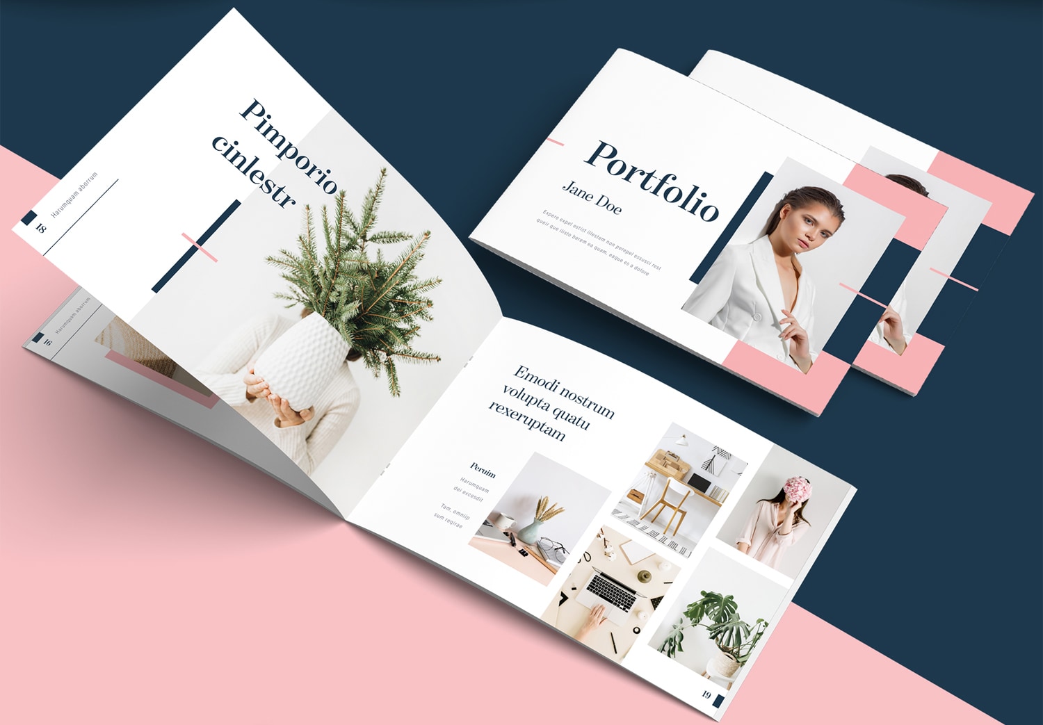 Close Up of Free Download Modern Landscape Portfolio Layout Template for Adobe InDesign