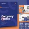 Company Profile Layout InDesign Template with Blue and Orange Accents
