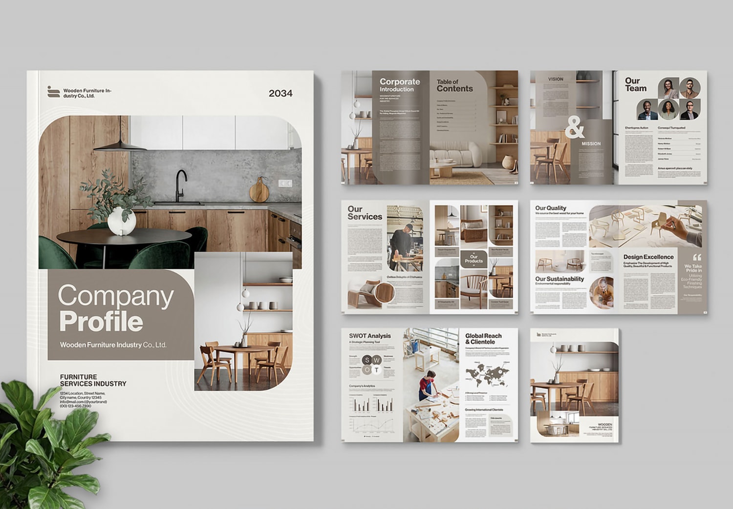 Featured of Brown Company Profile InDesign Template