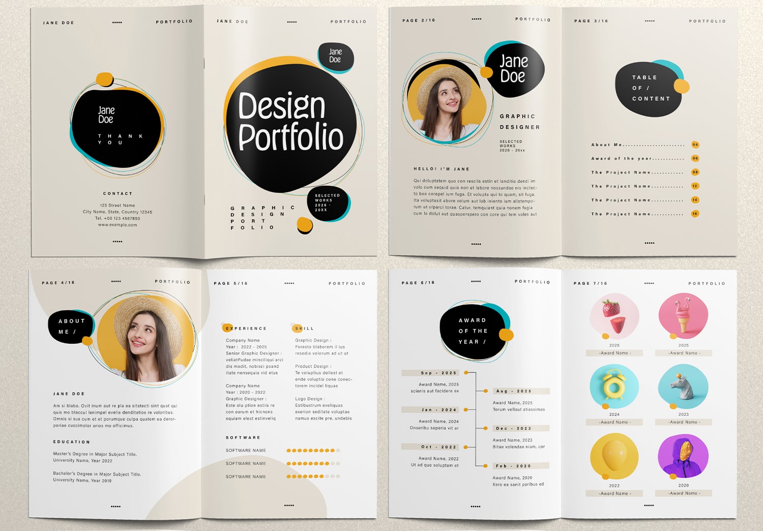 Preview Page 1-8 of Free Minimal Portfolio InDesign Template