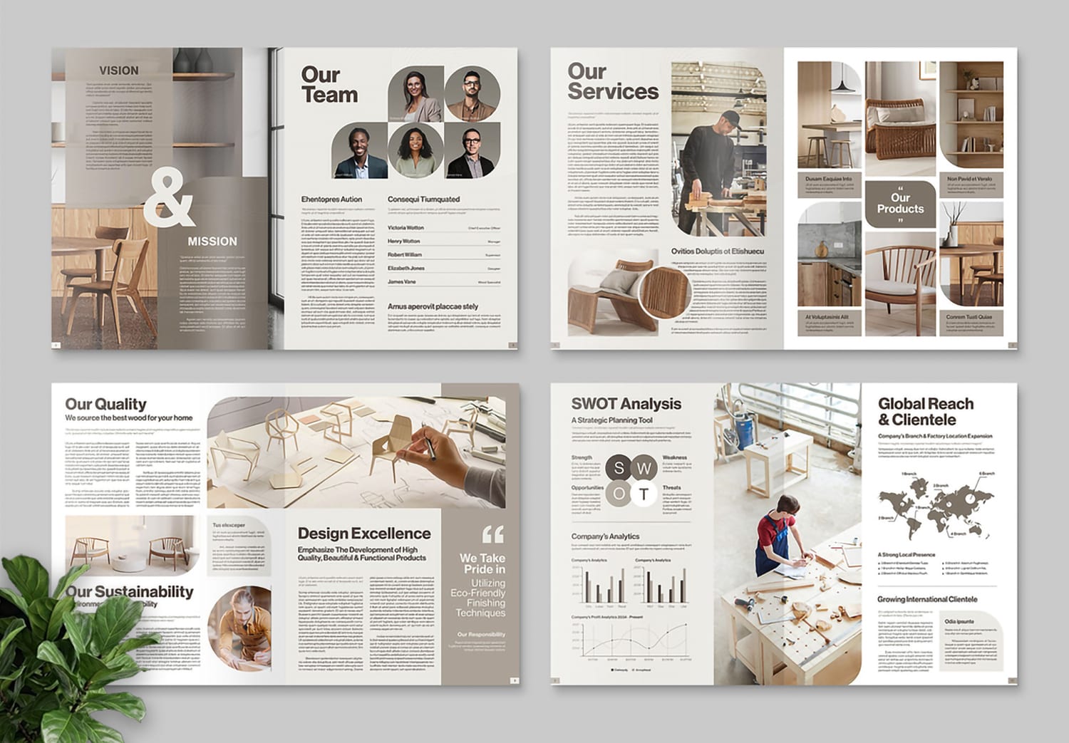 Preview of Brown Company Profile InDesign Template