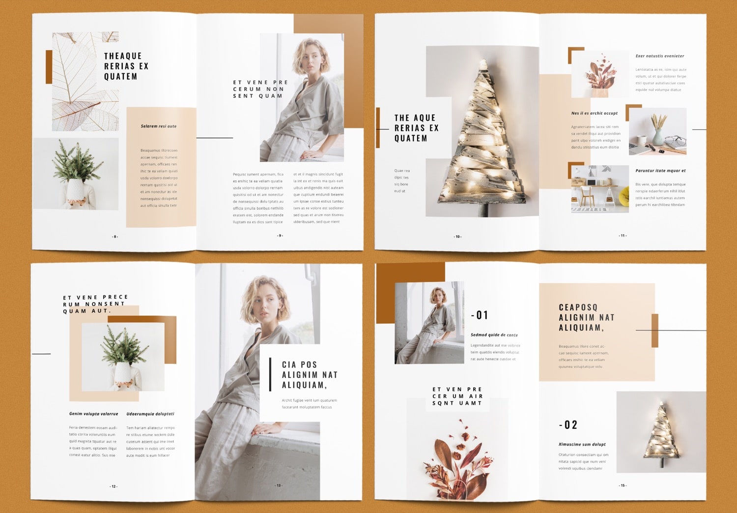 Show Pages 8-15 of Free Portfolio InDesign Template with Brown Accents