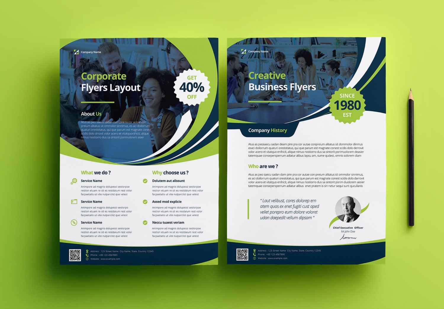 Business Flyer Layout Template Preview Green