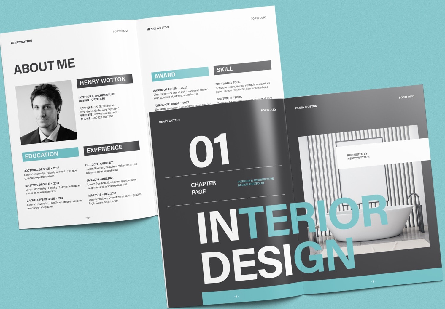 Close Up of Free Interior Design Portfolio InDesign Template