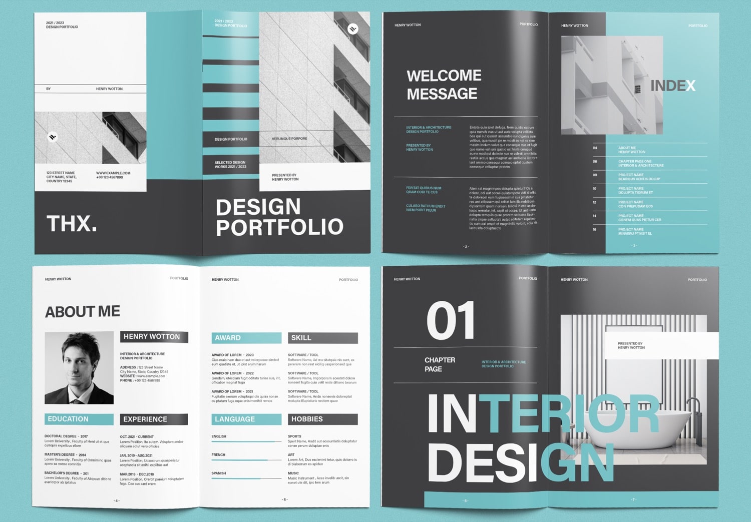 Show Pages 1-7 of Free Interior Design Portfolio InDesign Template