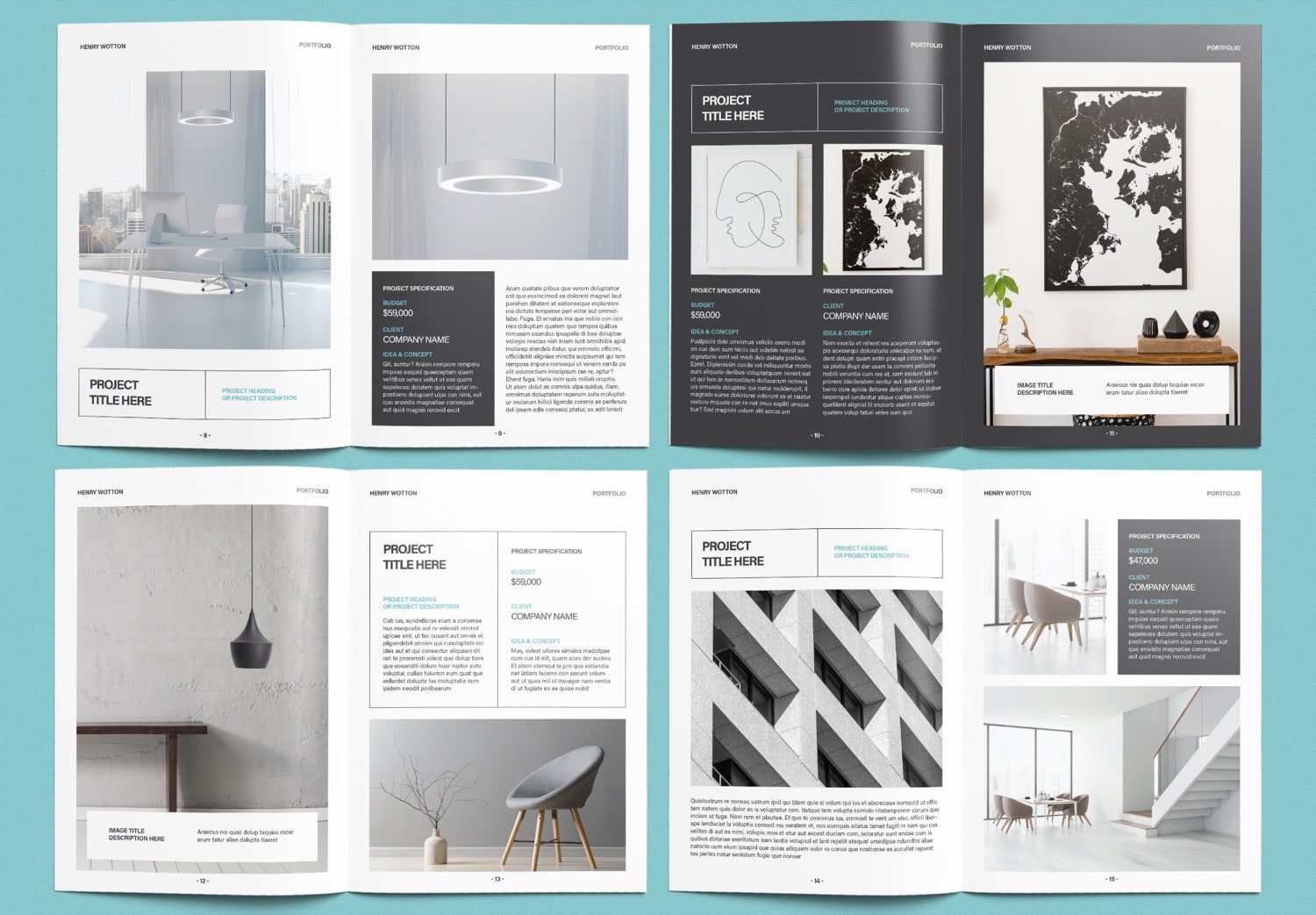 Show Pages 8-15 of Free Interior Design Portfolio InDesign Template