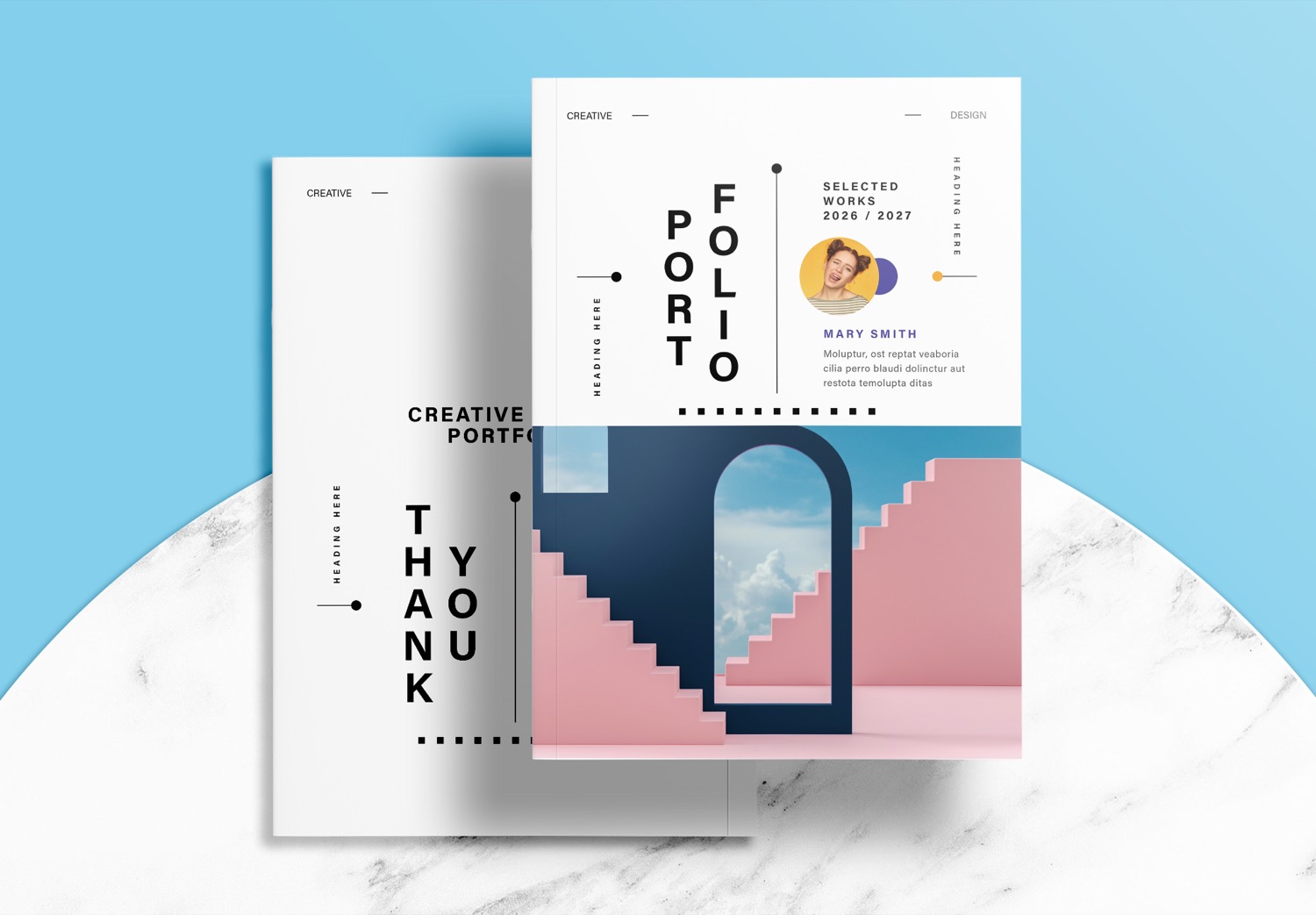 Cover & Back of Free Creative Graphic Design Portfolio Layout Template