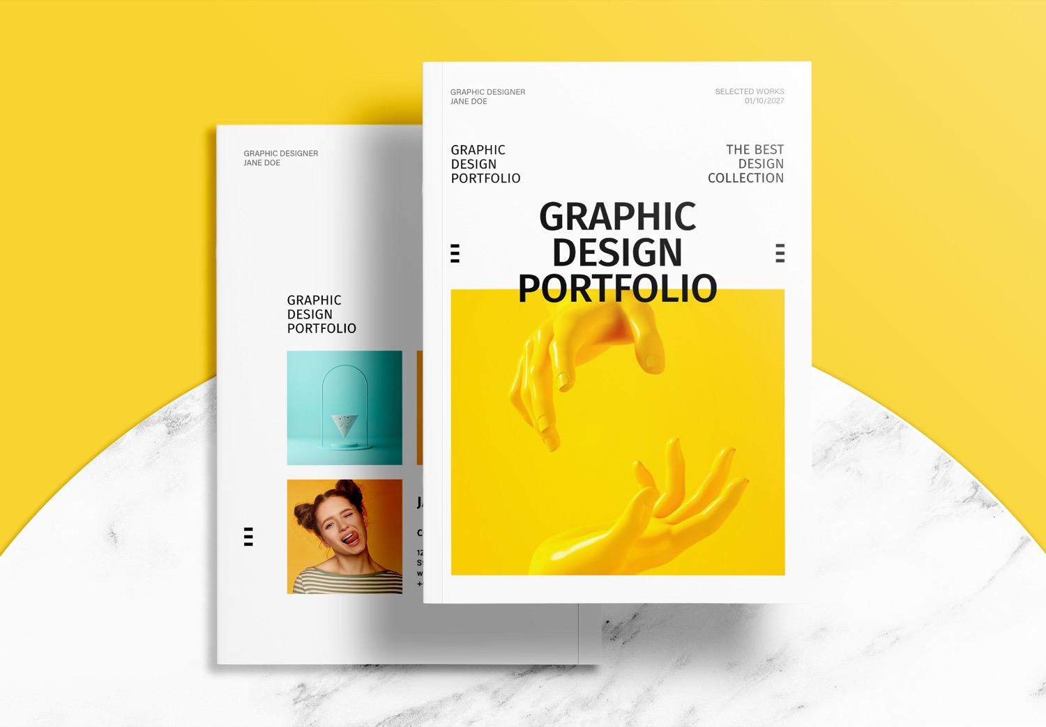Cover & Back of Free Modern Graphic Design Portfolio Template