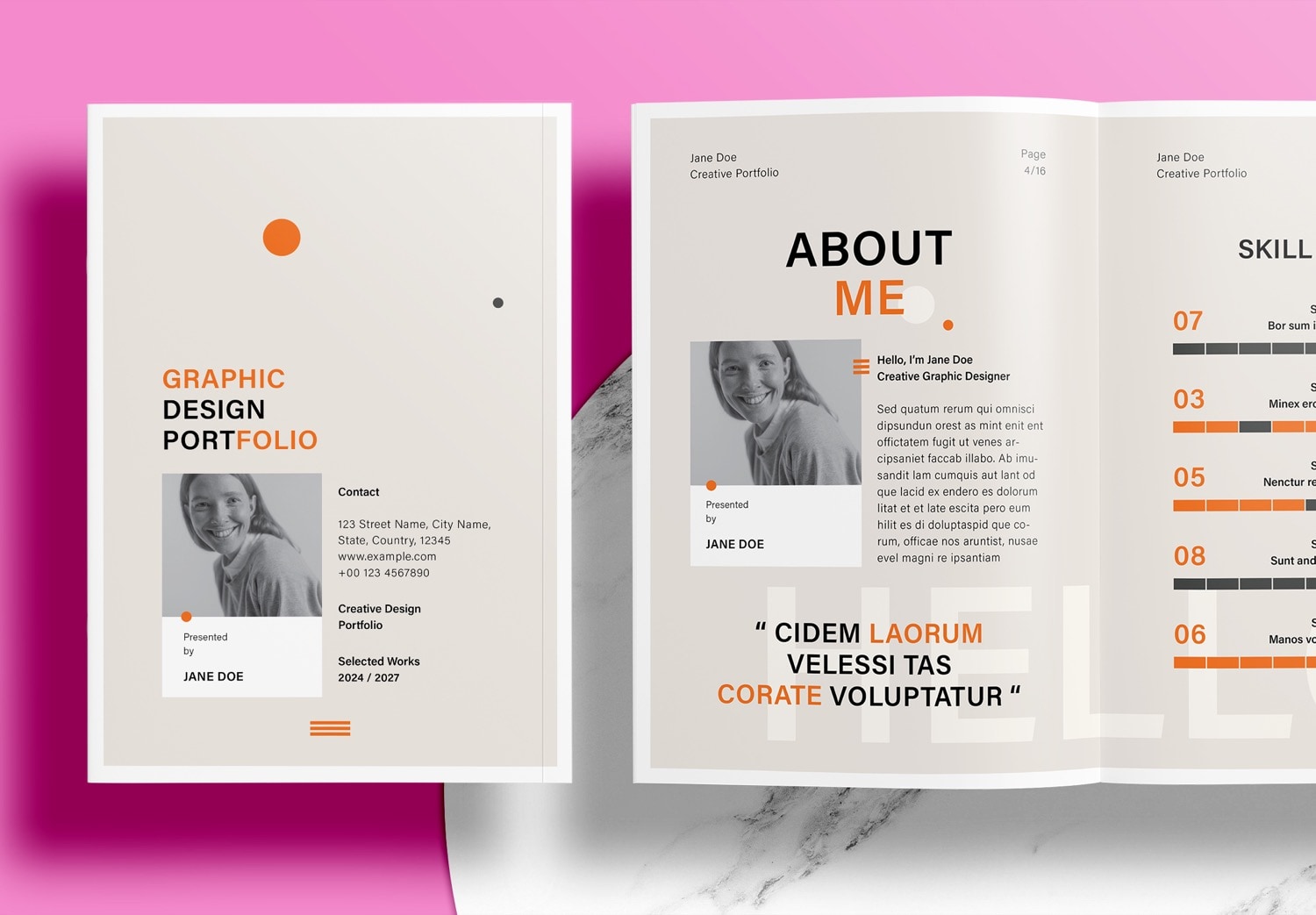 Free Graphic Design Portfolio Template - Preview Close Up