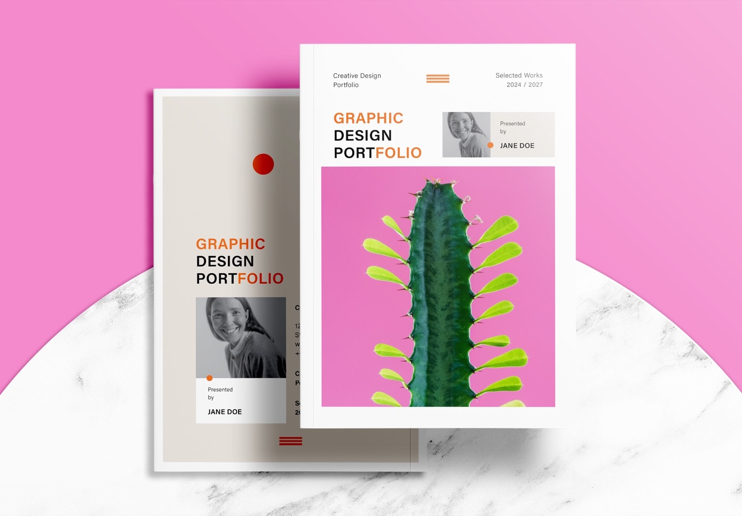 Free Graphic Design Portfolio Template - Preview Cover & Back