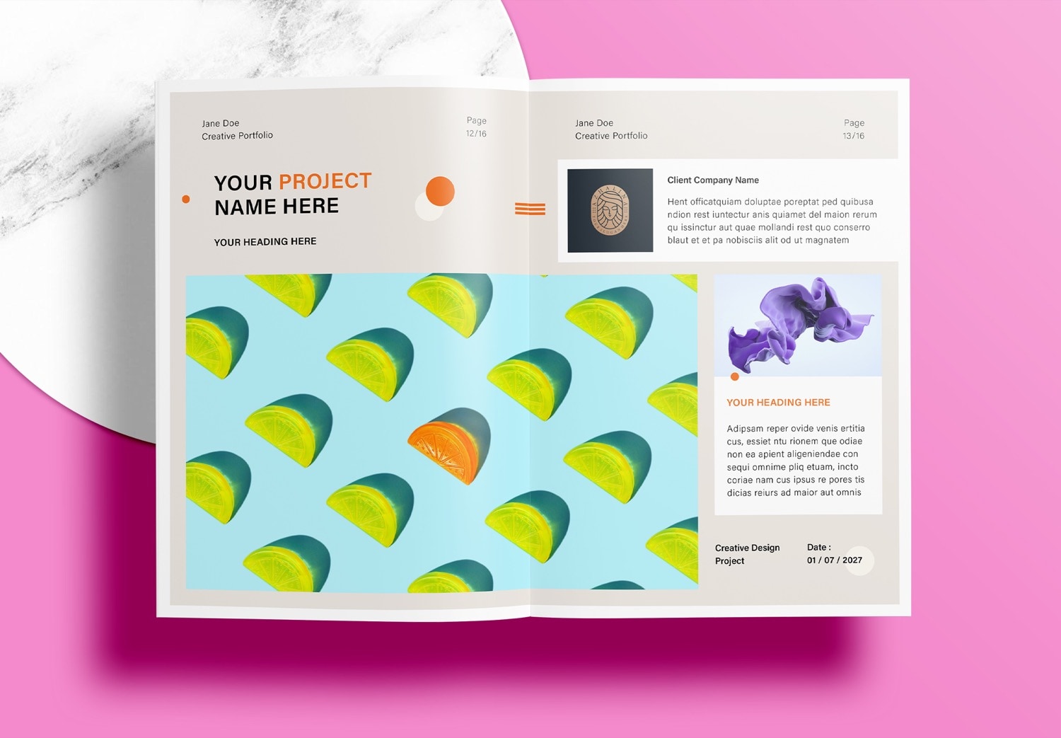 Free Graphic Design Portfolio Template - Preview Page 12-13
