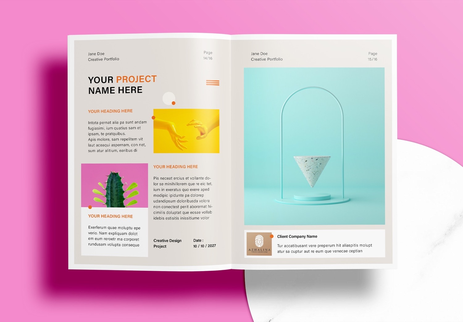 Free Graphic Design Portfolio Template - Preview Page 14-15
