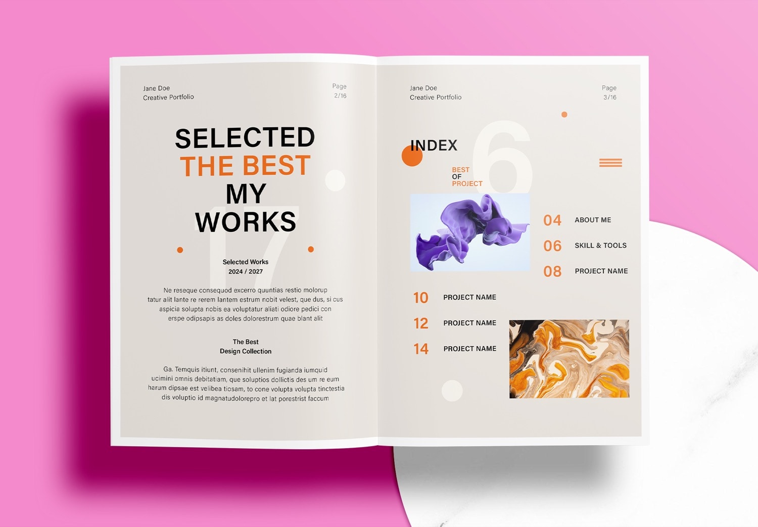 Free Graphic Design Portfolio Template - Preview Page 2-3