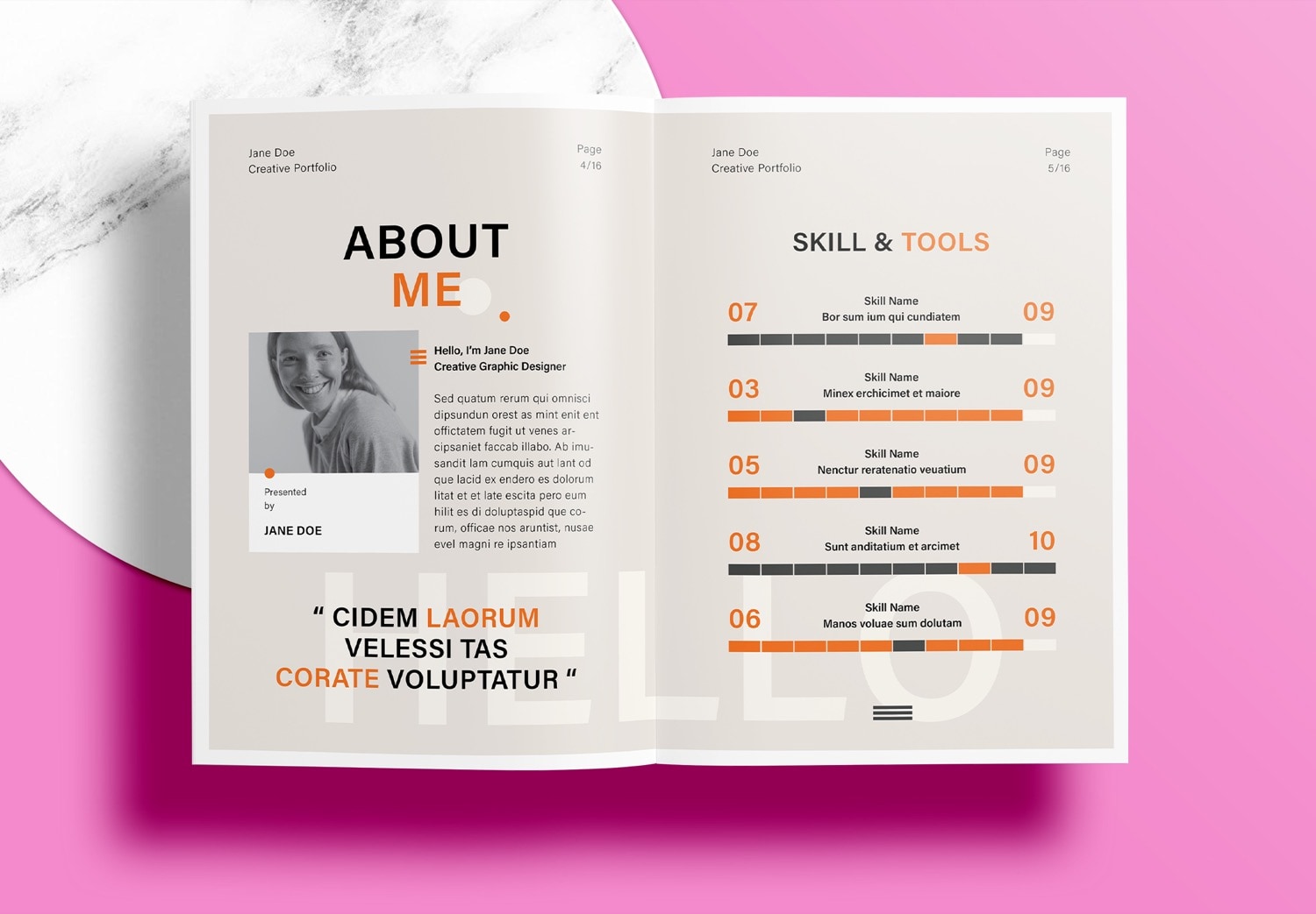 Free Graphic Design Portfolio Template - Preview Page 4-5