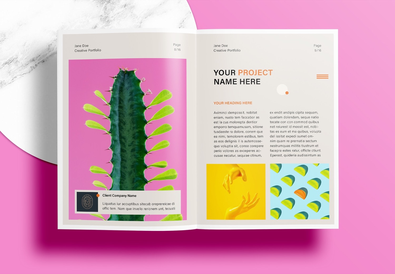 Free Graphic Design Portfolio Template - Preview Page 8-9