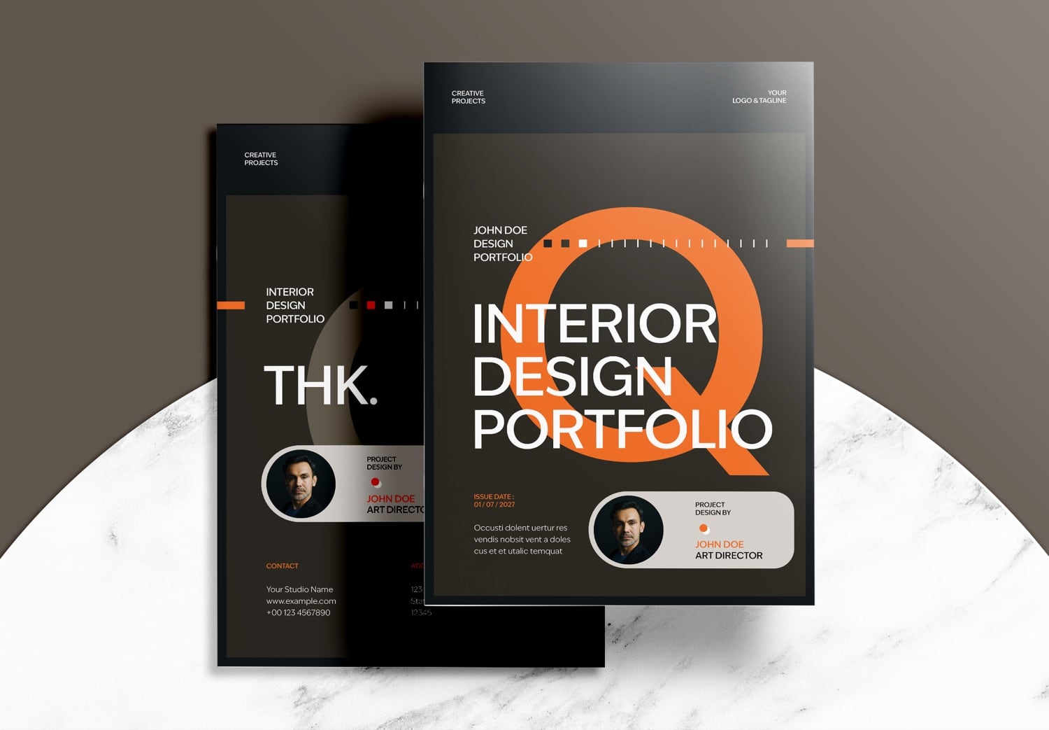 Free Interior Portfolio Template - Cover & Back