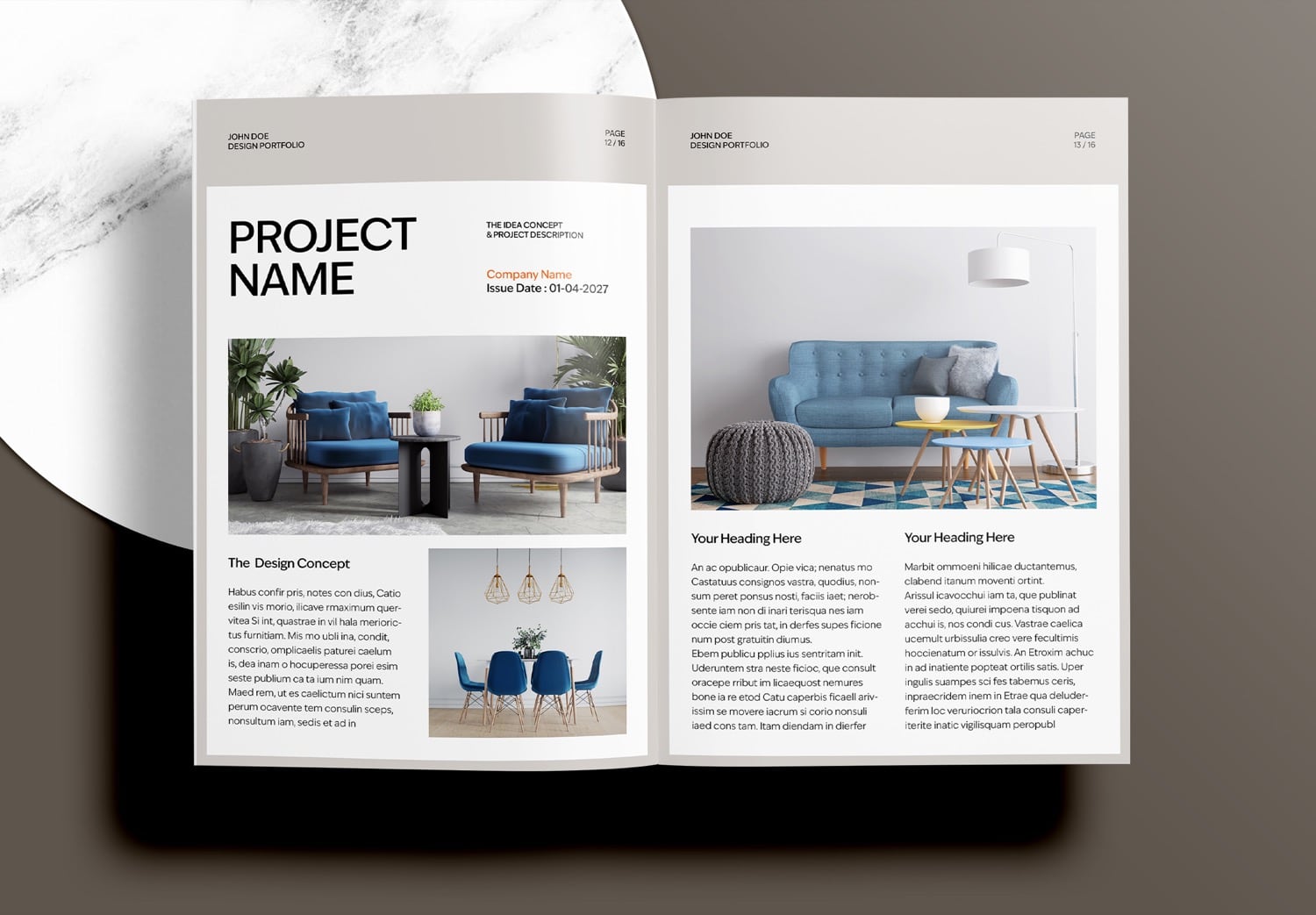 Free Interior Portfolio Template - Preview Page 12-13