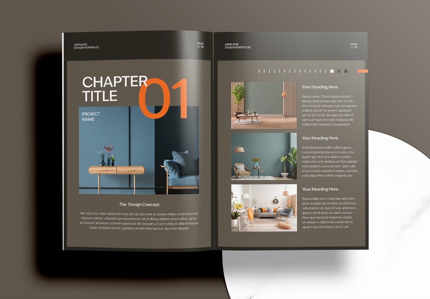 Free Interior Portfolio Template - Preview Page 6-7