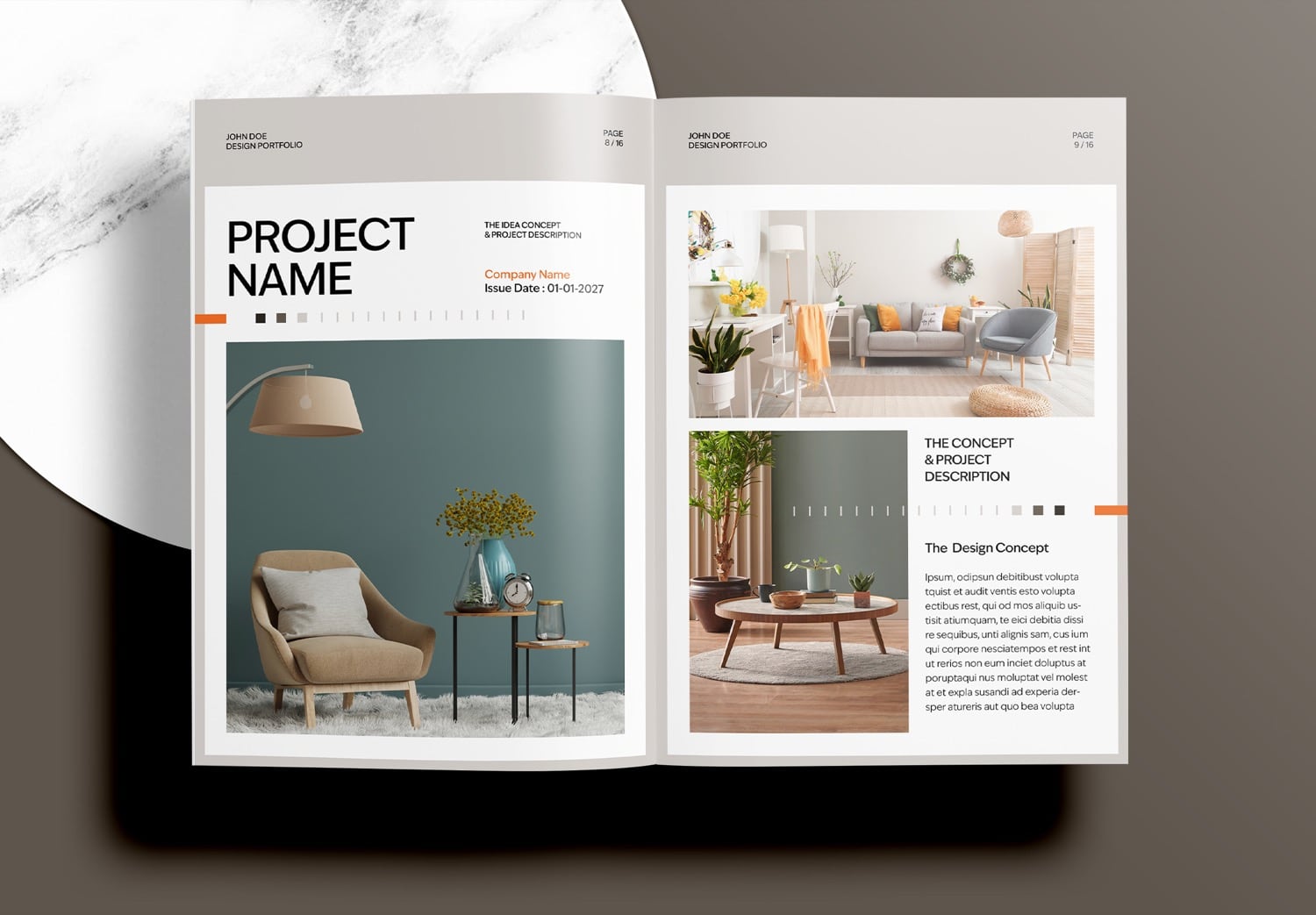Free Interior Portfolio Template - Preview Page 8-9