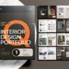 Free Interior Portfolio Template with Modern Gray and Orange Accents