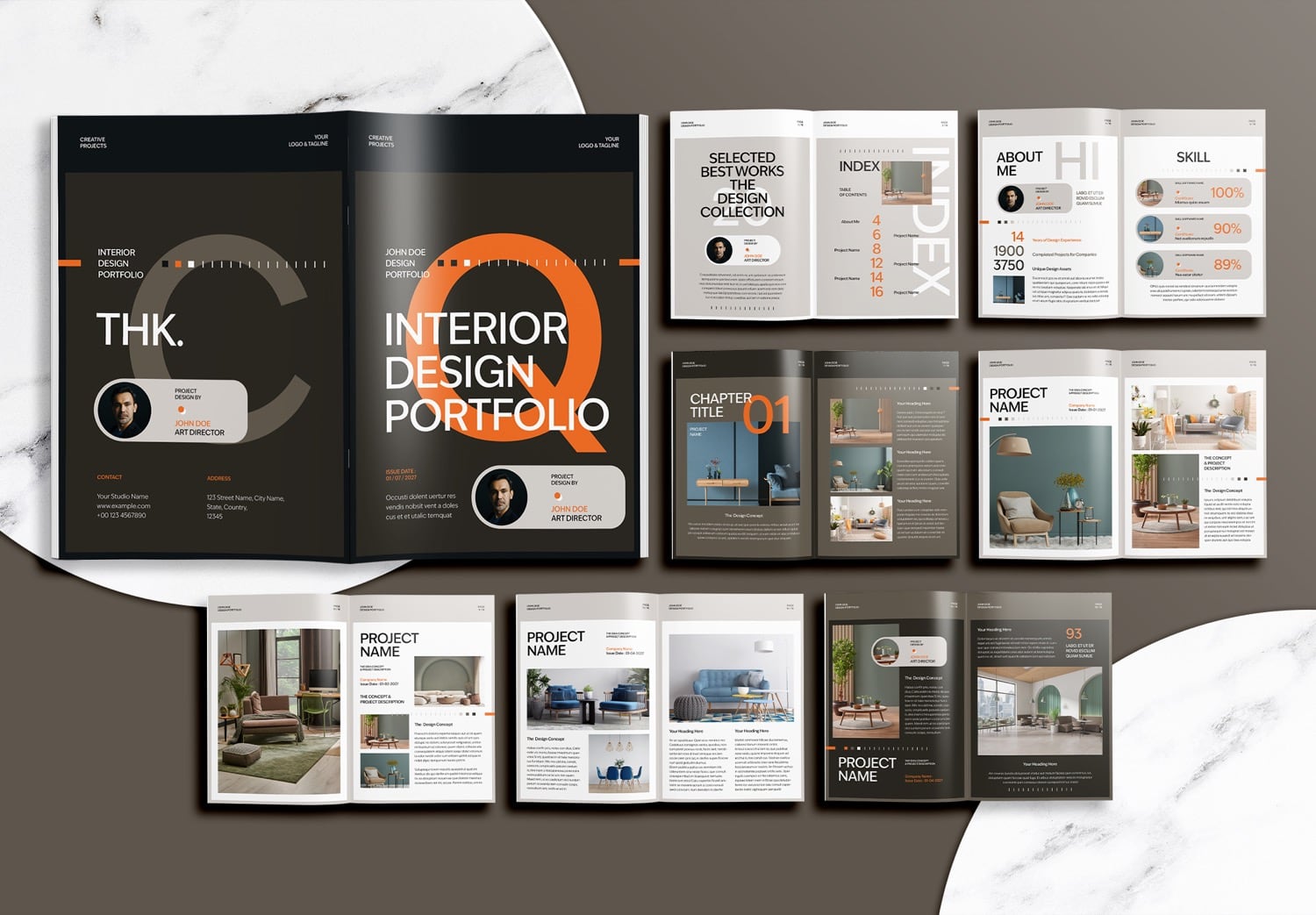 Free Interior Portfolio Template - Template preview all pages