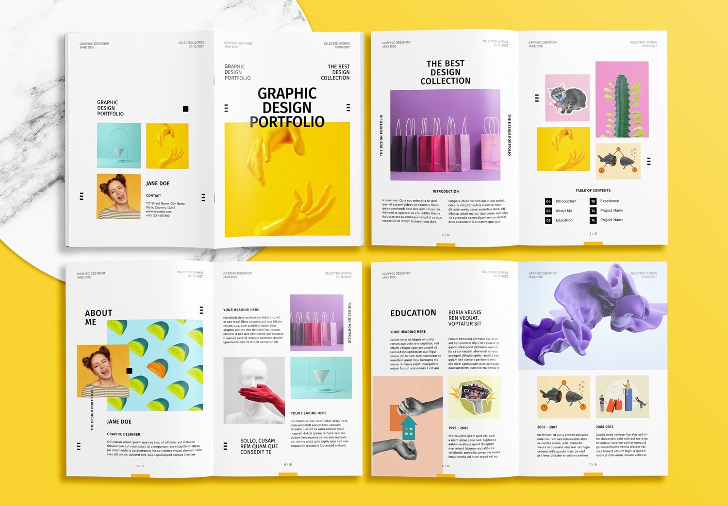 Preview 1-8 pages of Free Modern Graphic Design Portfolio Template