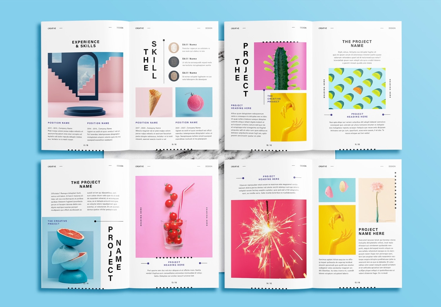 Template preview 9-16 pages of Free Creative Graphic Design Portfolio Layout Template